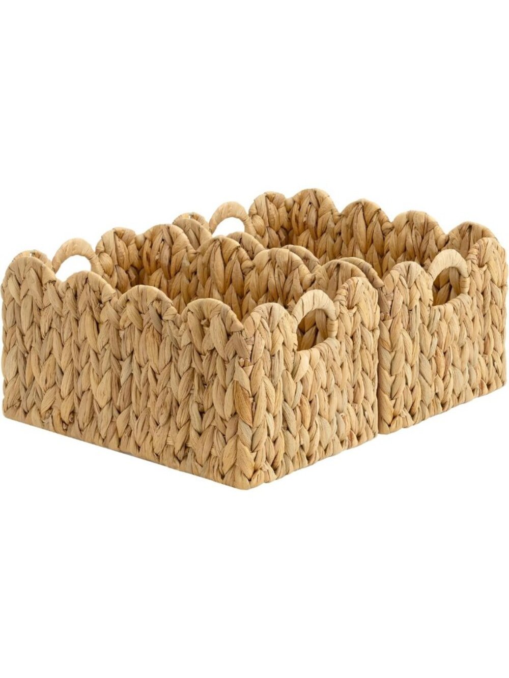 Large Scalloped Water Hyacinth Storage Baskets - Stylish Home Organization Bins